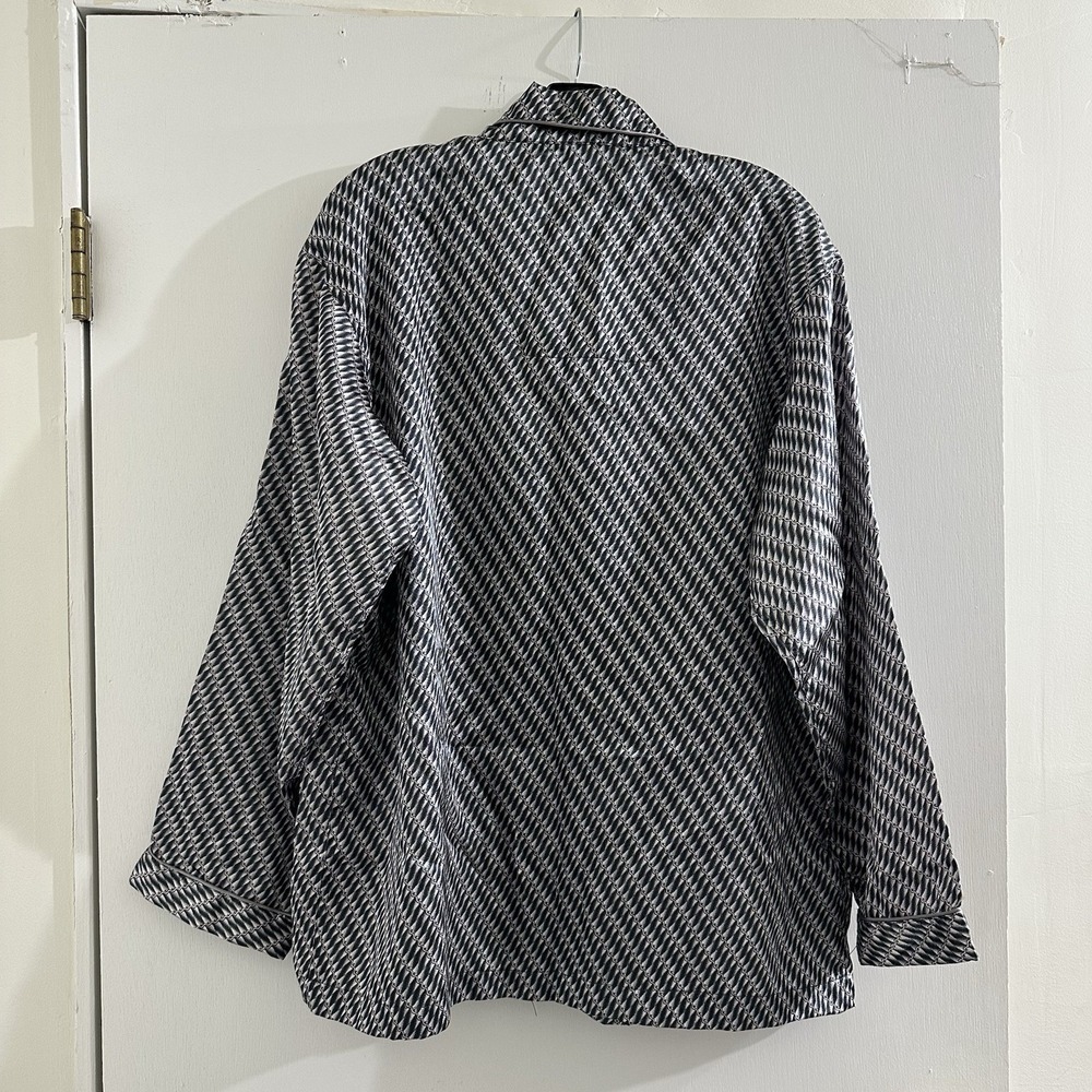 Claudio Nucci Men's Lounge Shirt L Black White Button Front Ramie Pajama‎ Top - Picture 2 of 9